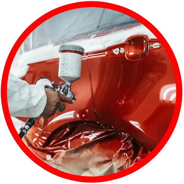 Step by step car dent removal showing a mechanic painting the car AutoFixers-Ghaziabad.png