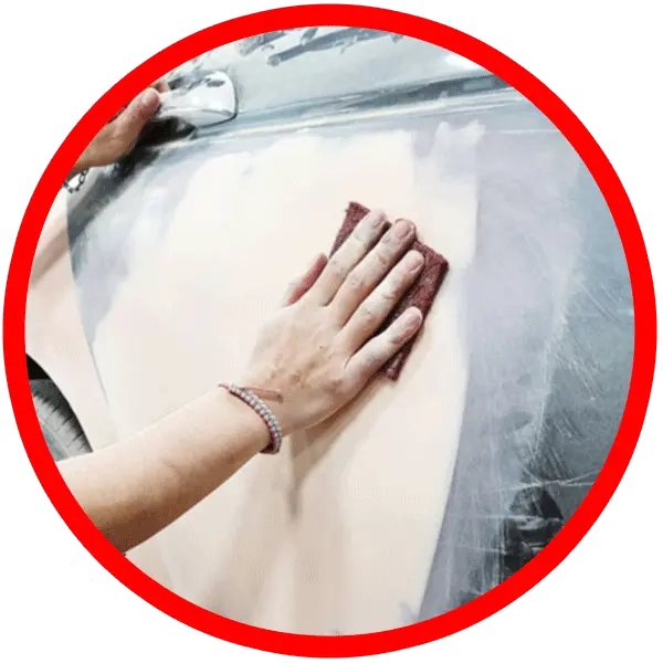 Step by step car dent removal showing a mechanic preparing surface before painting the car AutoFixers-Ghaziabad.png